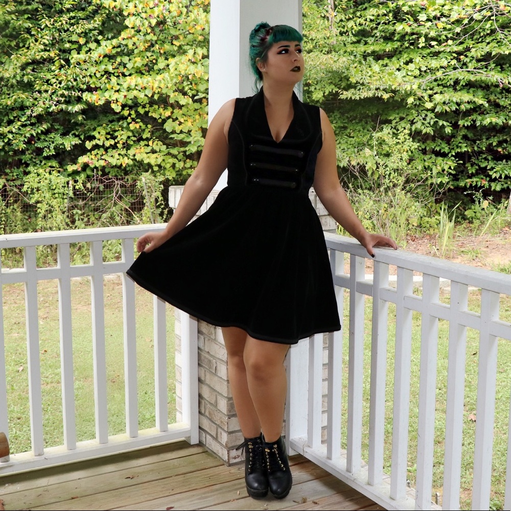 AHS black velvet dress